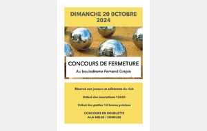 CONCOURS DE FERMETURE DIMANCHE 20 OCTOBRE 